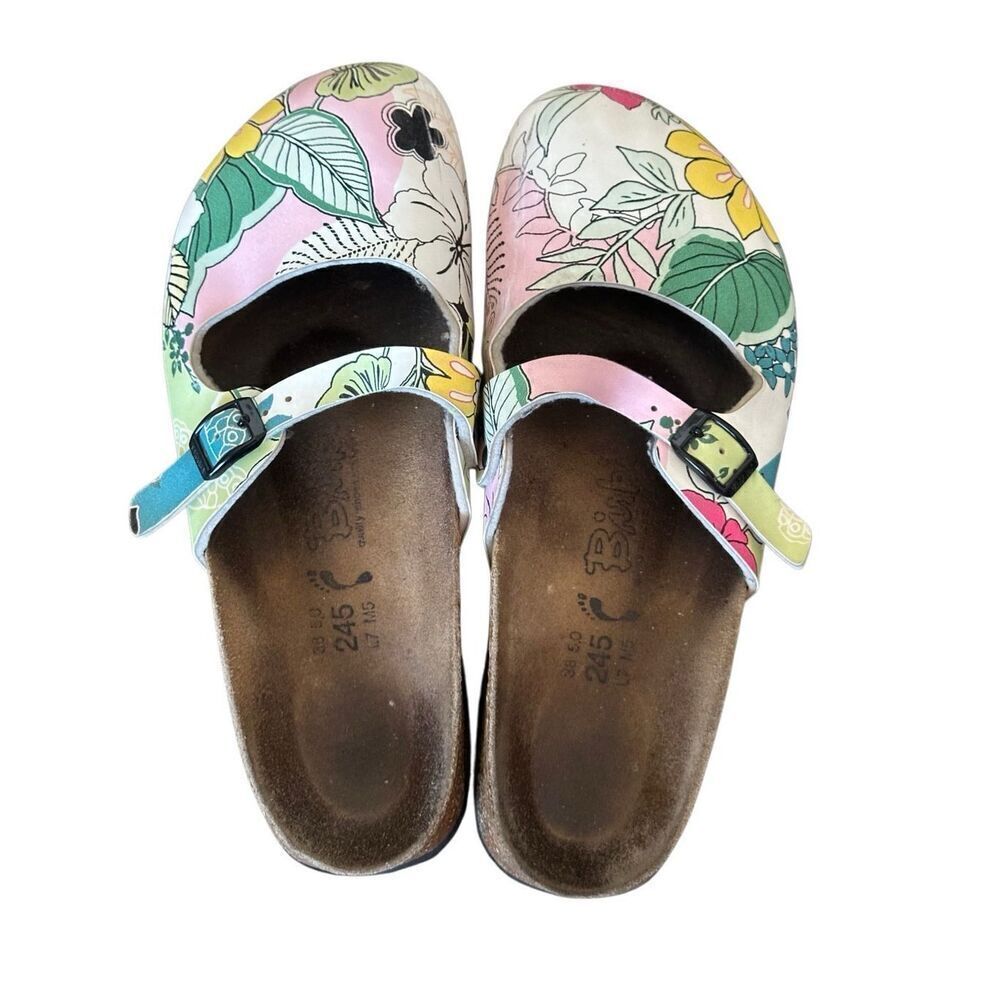 Birkenstock Floral Mary Jane Mules in Pink, Green, Yellow - Picture 2 of 10